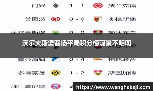 沃尔夫斯堡客场平局积分榜前景不明朗